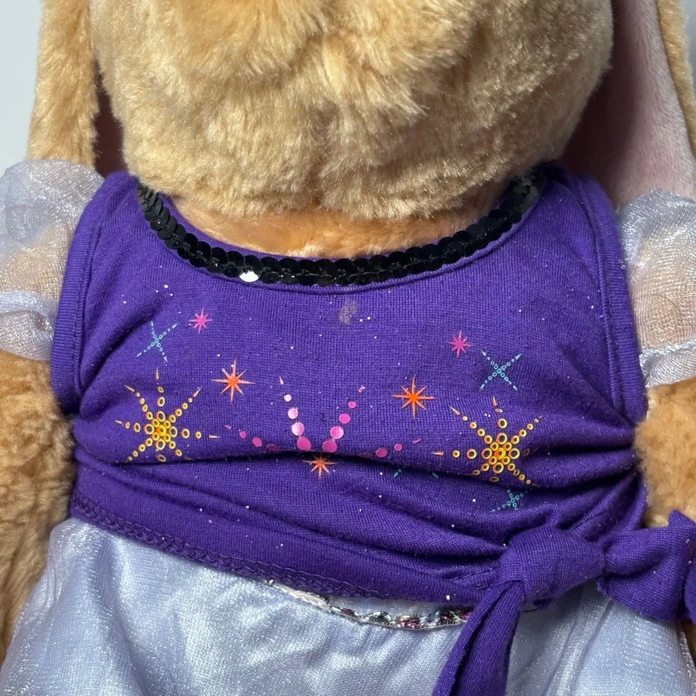 Build-A-Bear Workshop Bunny Rabbit Plush‎ in Purple Fireworks Dress Outfit Sound